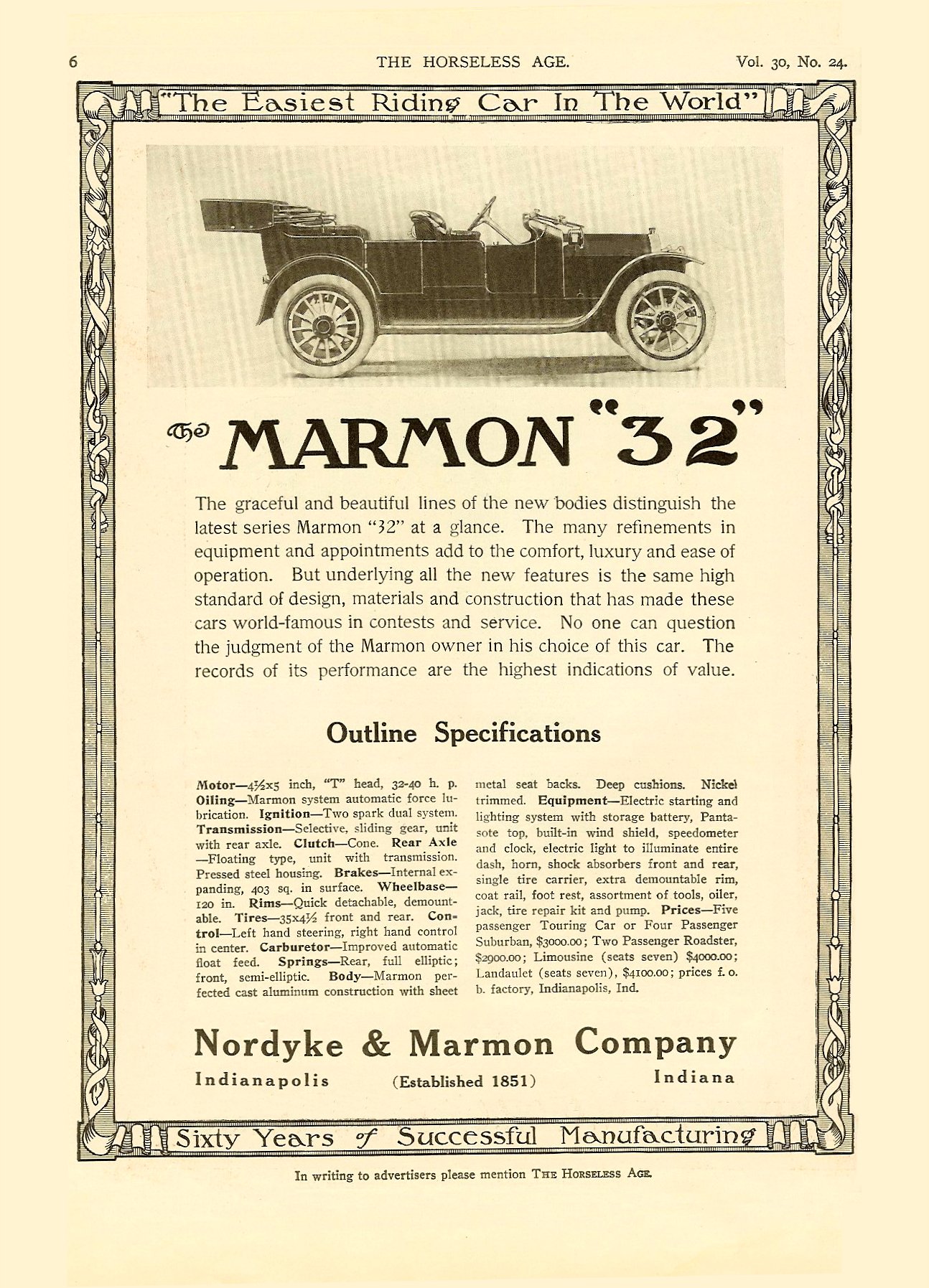 1913 Marmon Auto Advertising